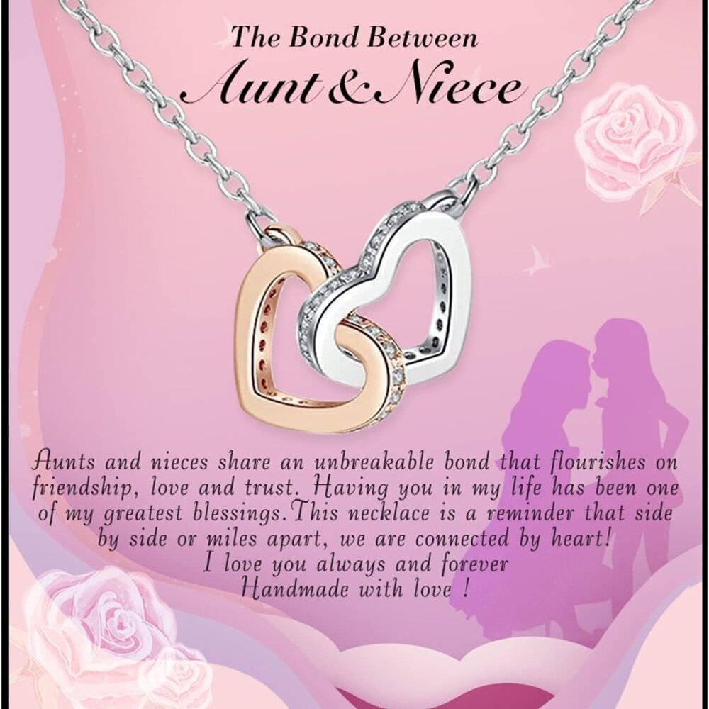 Interlocking Heart Necklace For Niece Womens Goldplated Gift Birthday
